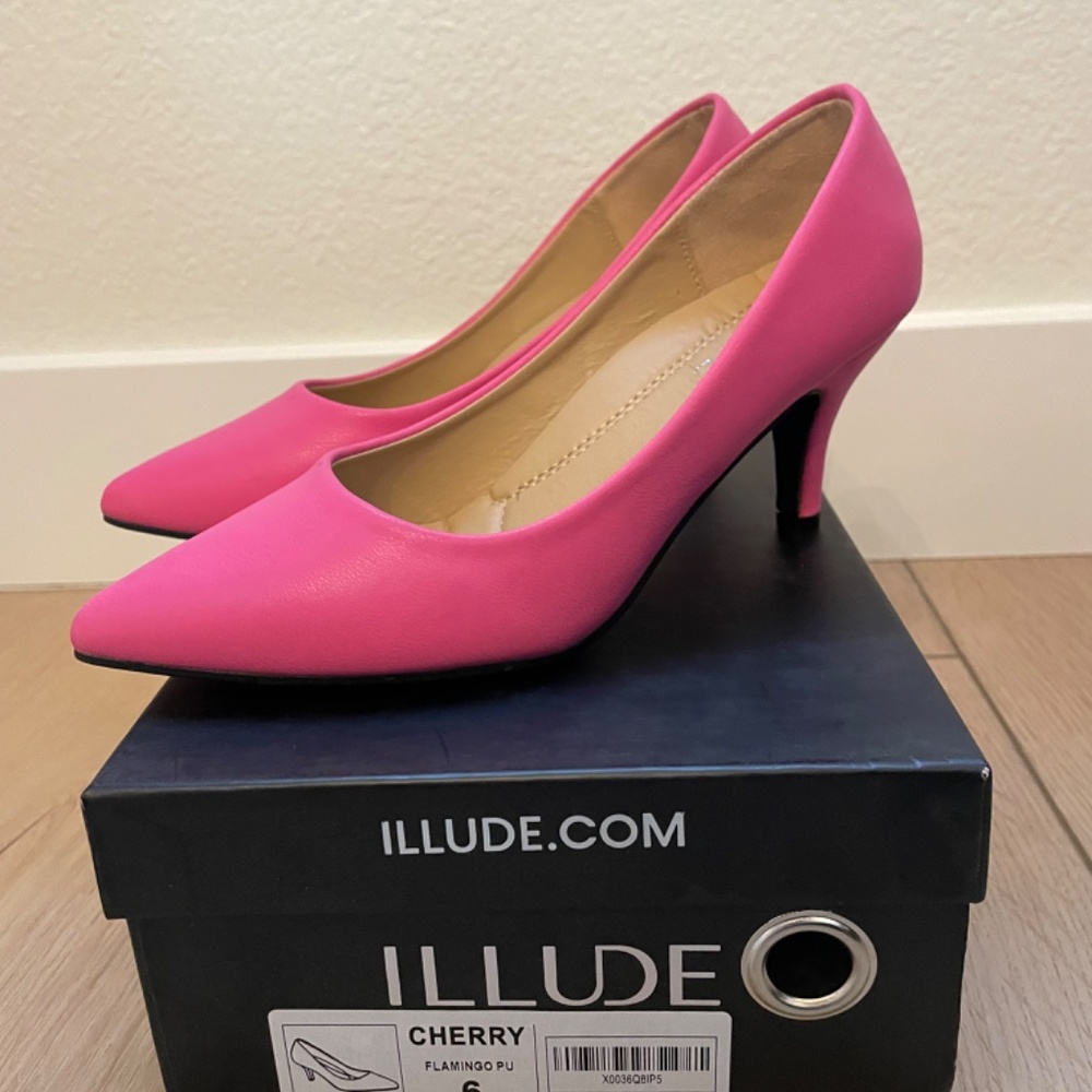 ILLUDE Flamingo Pink Pointed Toe Pumps – Assorted Sizes - Picture 2 of 11
